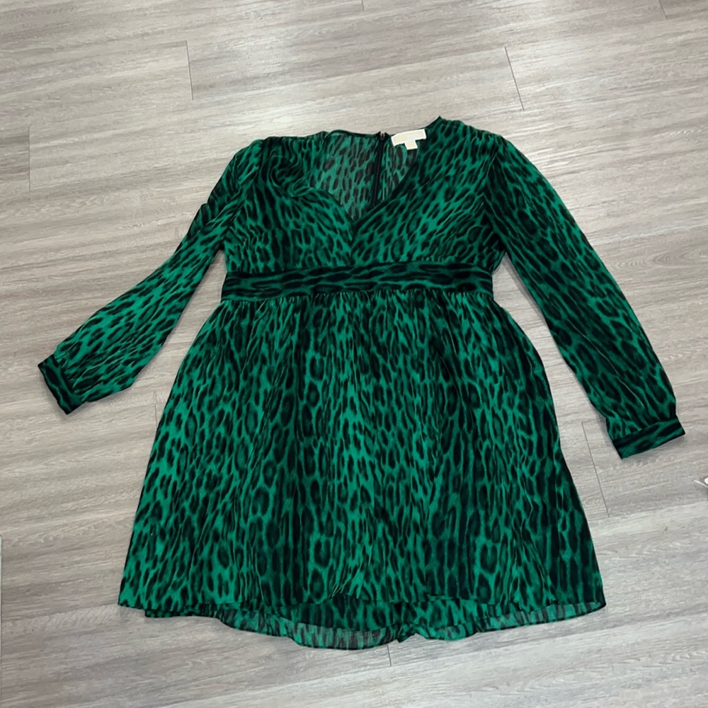 Michael Kors leopard print green dress